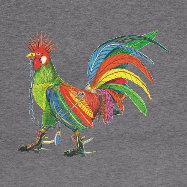 Punky Rooster Large by AJ Leibengeist